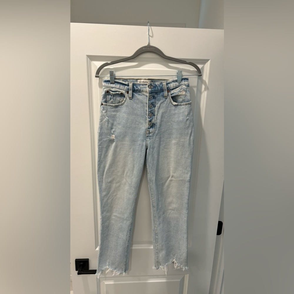 Abercrombie & Fitch High Rise Light Blue Jeans Short Length